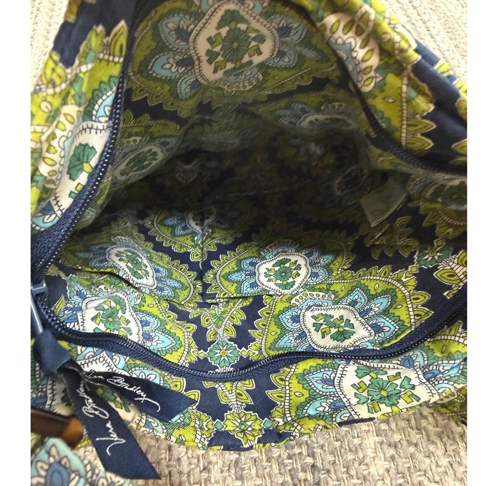 Vera Bradley Crossbody Bag Green Blue Paisley Quilted Cotton Adjustable Strap